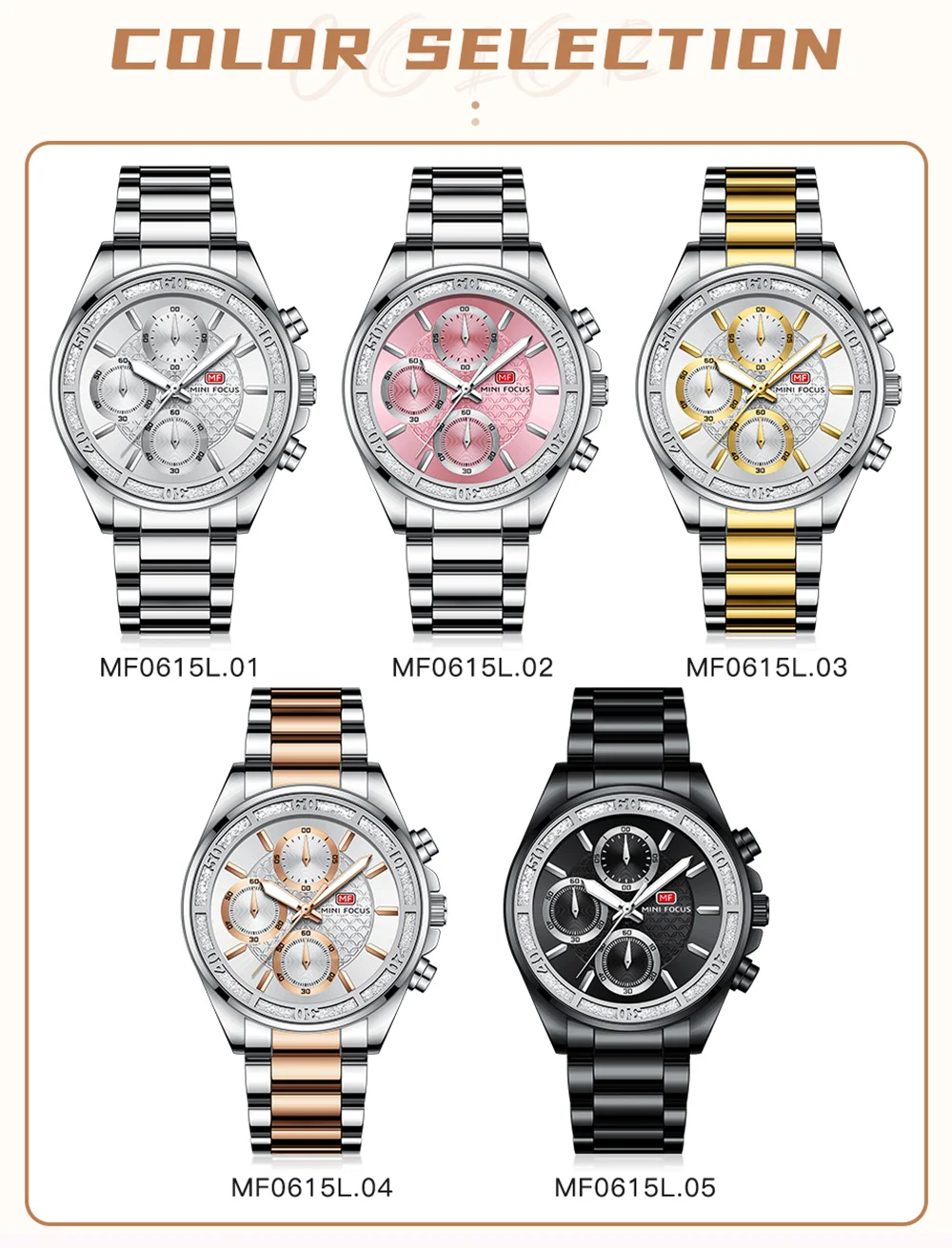 MINI FOCUS MF0615L Quartz Watch 39.5mm Steel