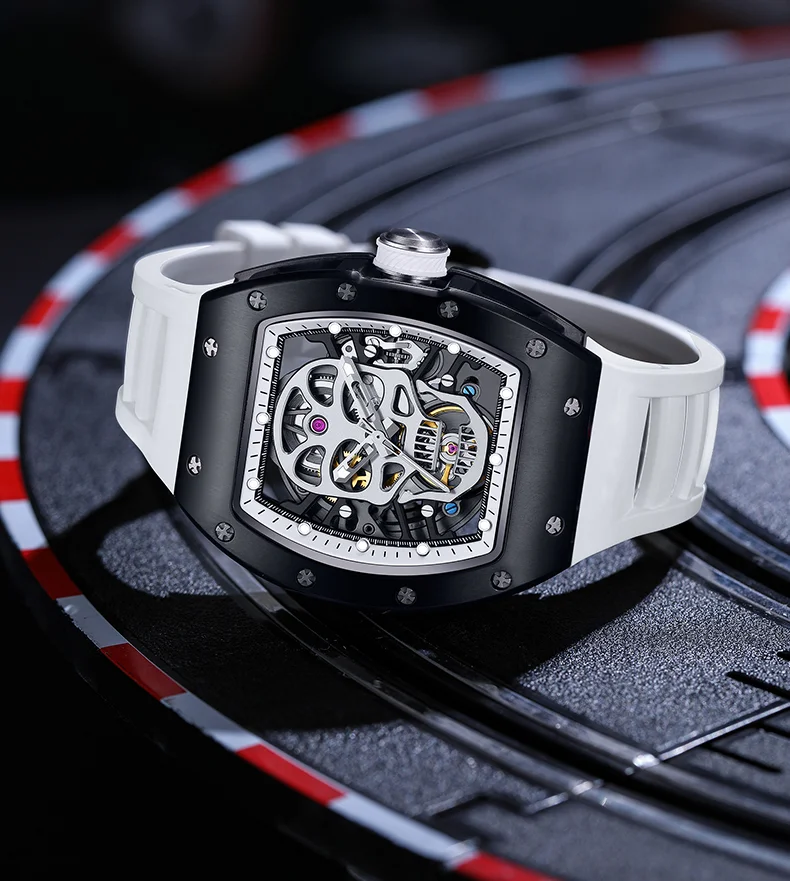 CHANCE 90907 Men’s Carbon Fiber Automatic Watch – Luxury Hollow Dial, Waterproof Mechanical Timepiece