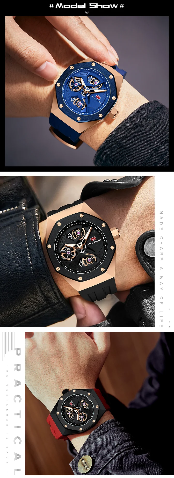 Mini Focus Sporty Quartz Watch for Men Waterproof Silicone Strap OEM Supplier