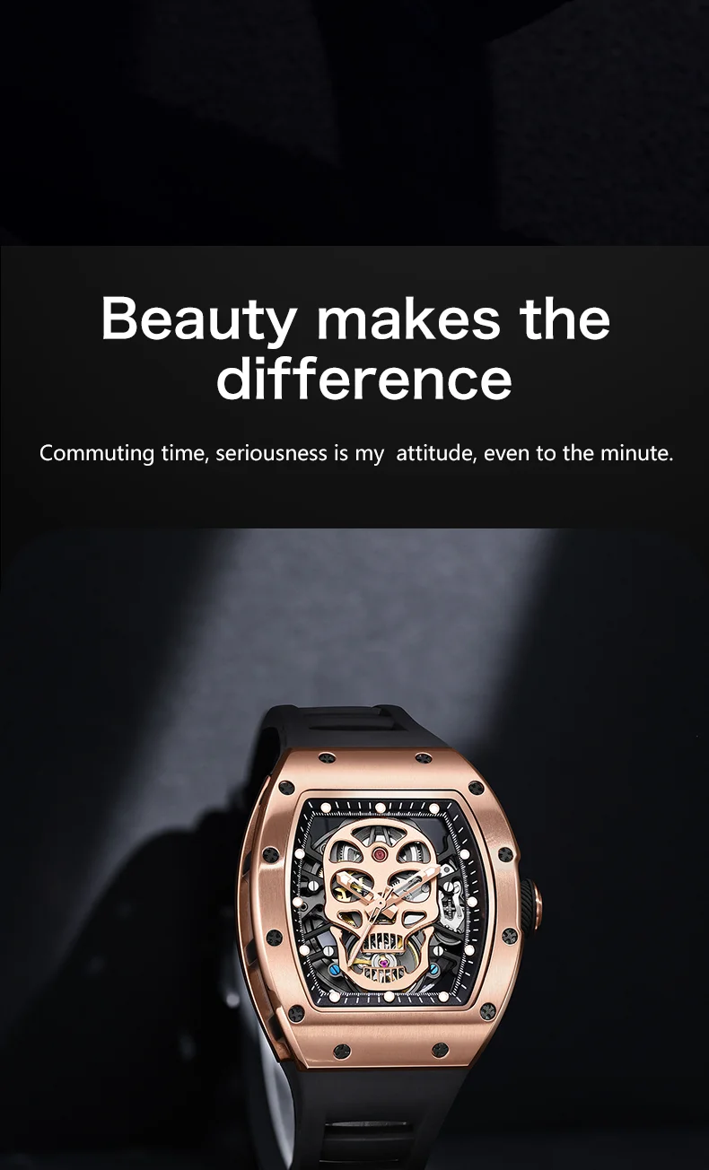 CHANCE 90907 Men’s Carbon Fiber Automatic Watch – Luxury Hollow Dial, Waterproof Mechanical Timepiece