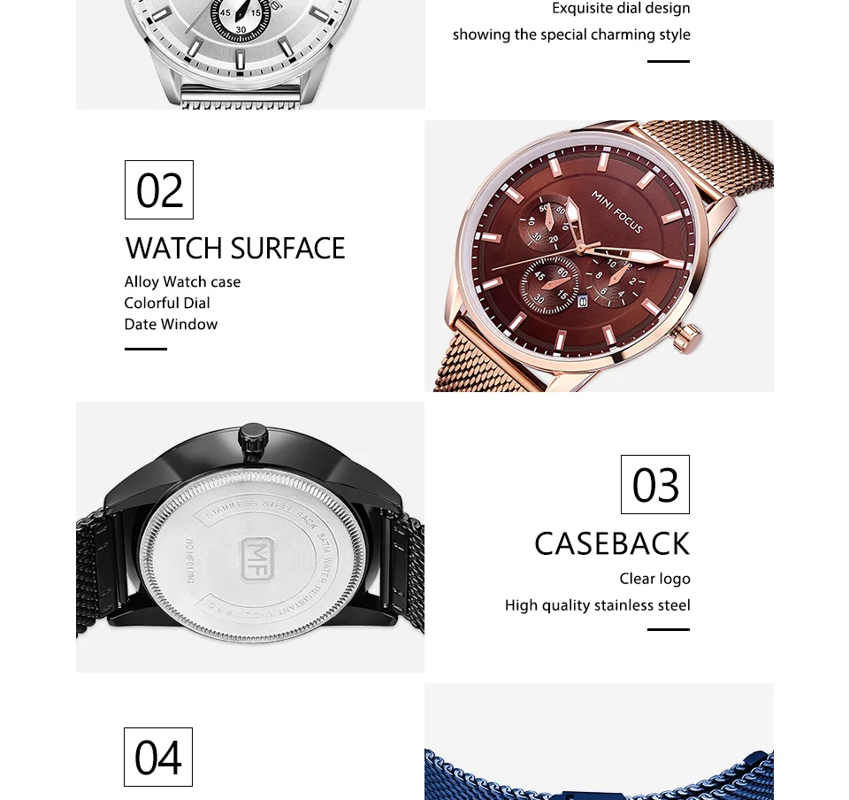 Mini Focus MF0178G Men’s Luxury Mesh Band Business Watch | Waterproof Luminous Quartz Watch Wholesale Supplier