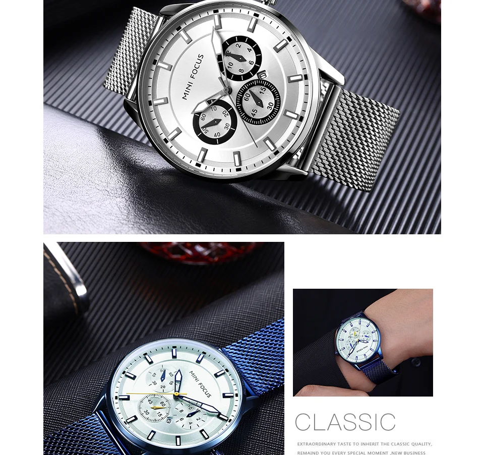Mini Focus MF0178G Men’s Luxury Mesh Band Business Watch | Waterproof Luminous Quartz Watch Wholesale Supplier