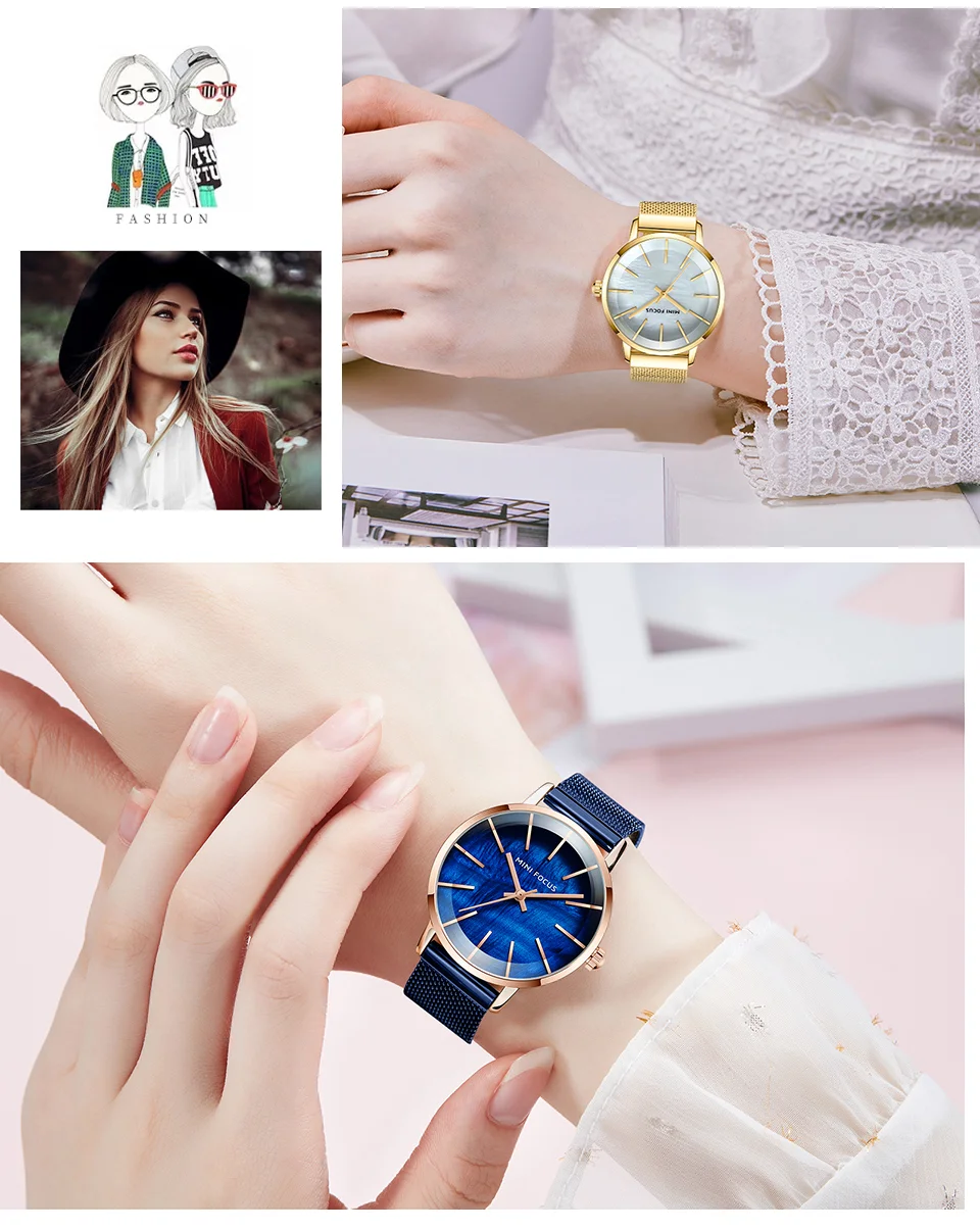Mini Focus MF0257L Women's Quartz Watch | Steel Mesh Belt Simple Waterproof Analog Dress Wristwatch