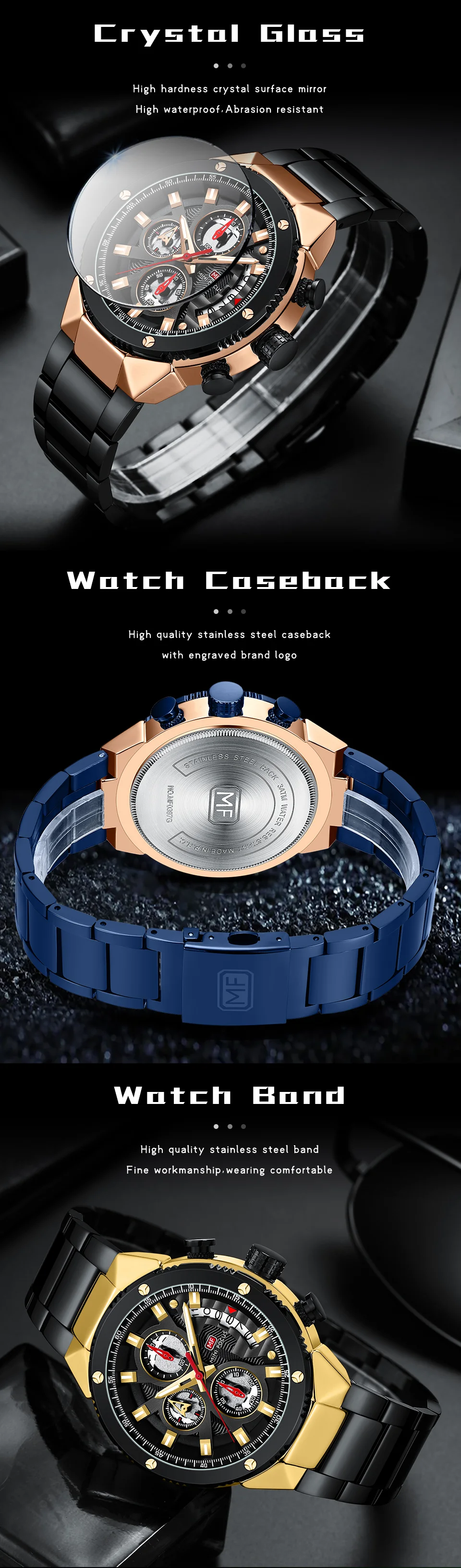 Mini FocusMen&rsquo;s Wrist Complete Calendar Chronograph Watch | Luxury Waterproof Fashion Quartz Watch for Men