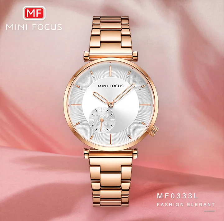 Luxury Rose Gold Women’s Business Watch – Waterproof Stainless Steel by MINI FOCUS
