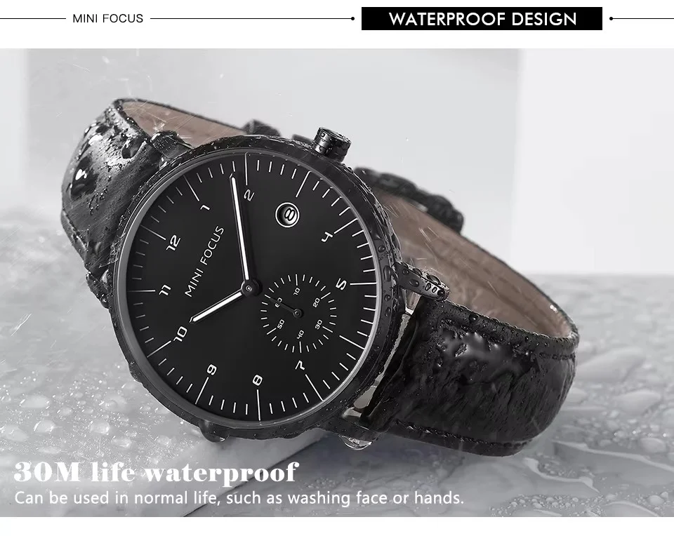 Fashionable Mini Focus Leather Strap Quartz Watch for Men - Waterproof  Wholesale Supplier
