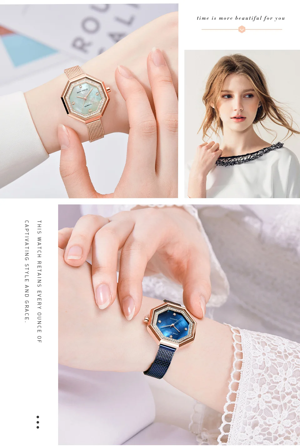 MINI FOCUS Diamond Brand Luxury Fashion Women Quartz Watch – Blue Lady Watch Waterproof Girl Clock