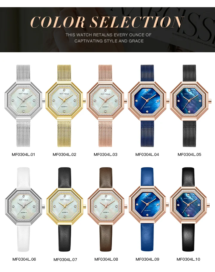 MINI FOCUS Elegance Shenzhen Women Timepiece – Stainless Steel Strap Waterproof Small Leisure Watch
