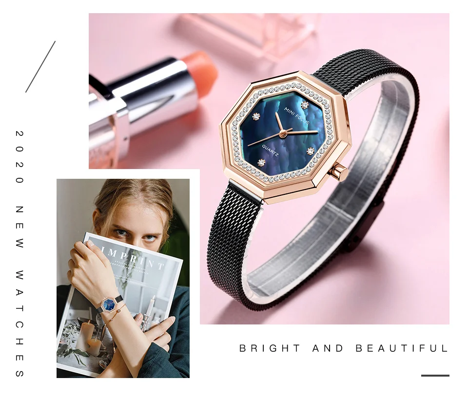 MINI FOCUS Diamond Brand Luxury Fashion Women Quartz Watch – Blue Lady Watch Waterproof Girl Clock