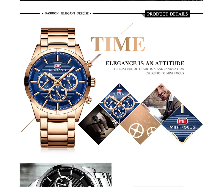 MINI FOCUS MF0170G Heavy-Duty Chronograph Quartz Watch for Men | Steel Strap OEM Supplier