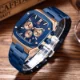 Stylish Luxury Quartz Watch for Men – Rose Gold Blue