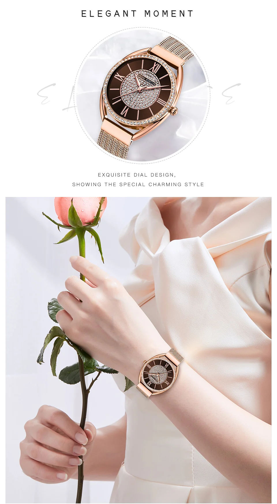 MINI FOCUS Women's Quartz Chronograph Watch Stainless Steel Band in Stock Ready