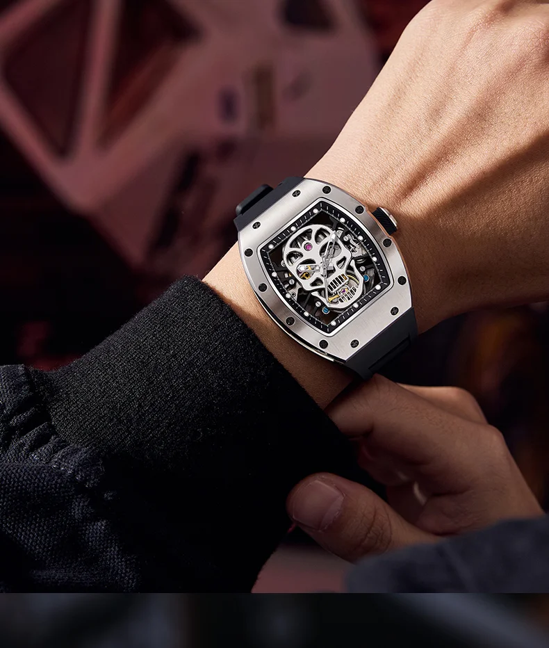 CHANCE 90907 Men’s Carbon Fiber Automatic Watch – Luxury Hollow Dial, Waterproof Mechanical Timepiece