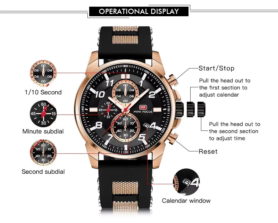 MINI FOCUS Men’s Quartz Watch | Stylish Waterproof Watch with Luminous Silicone Band | Factory Wholesale