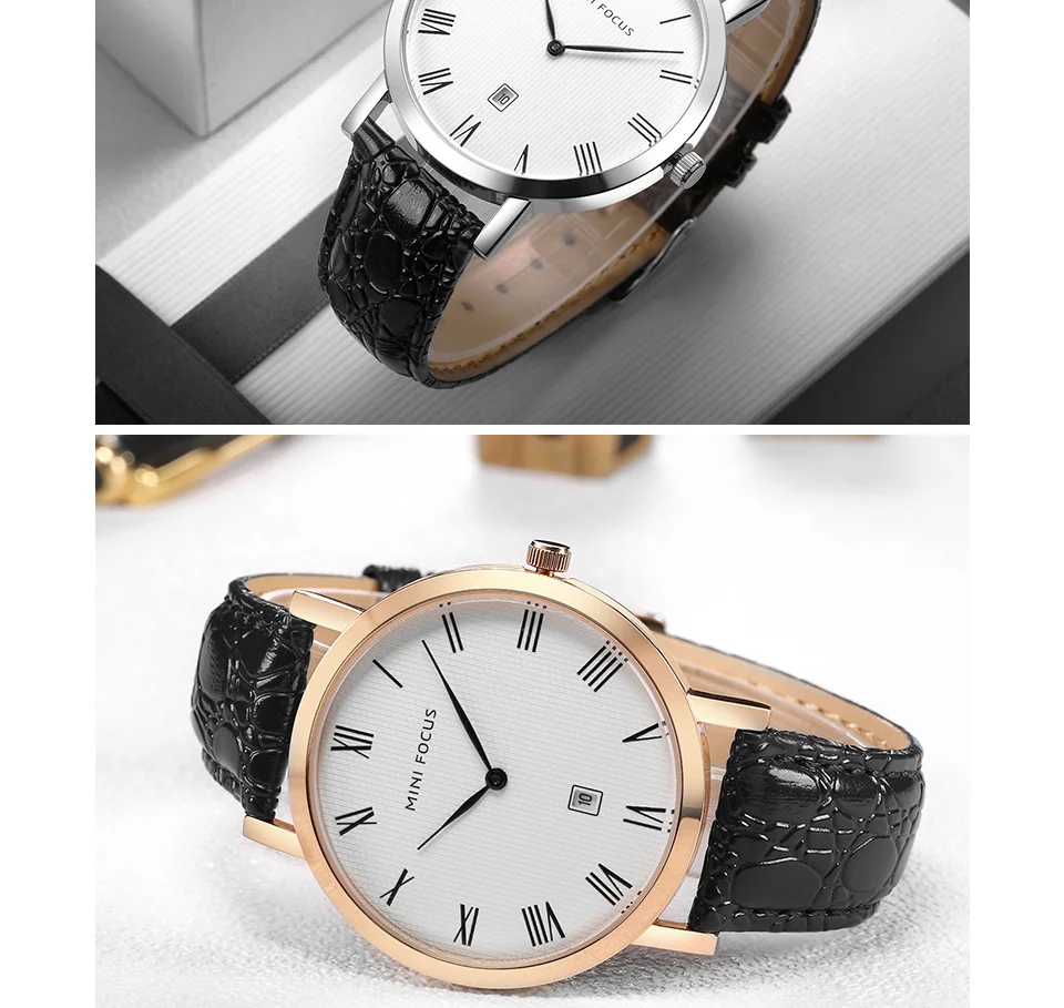 Mini Focus MF0108G Men's Business Quartz Watch | Black Leather | Factory Direct