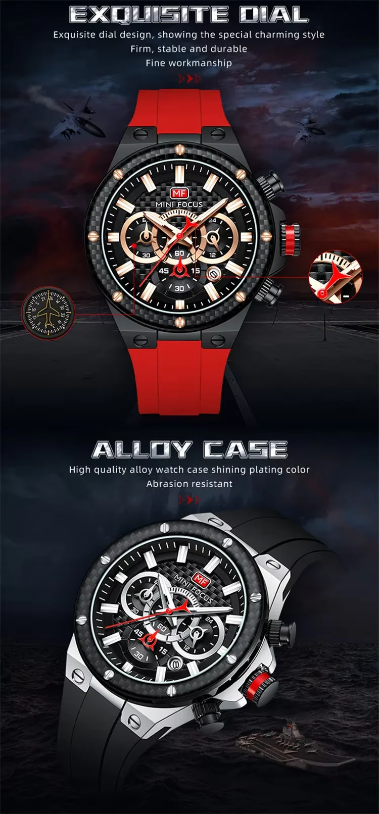 Top Sale Men’s Multifunction Chronograph Quartz Watch with Waterproof Silicone Strap