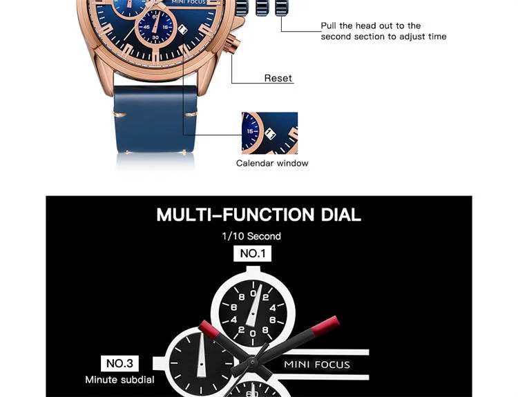 MINI FOCUS MF0130G Men's Quartz Chronograph Watch | Waterproof Business Watch Supplier