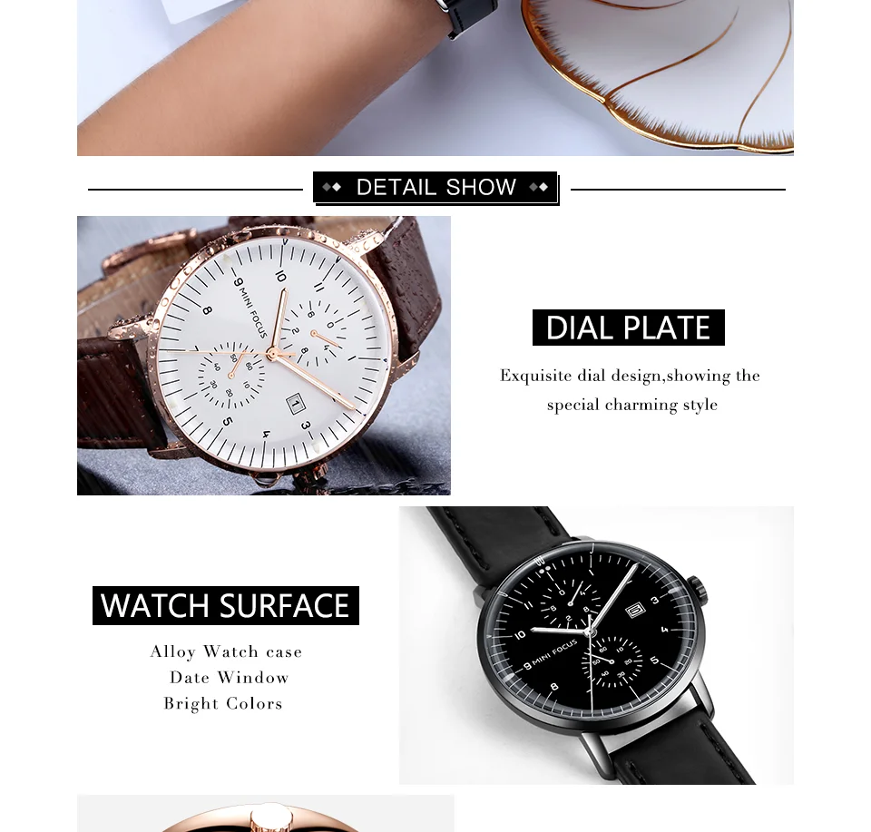 Mini Focus MF0052G Men's Business Quartz Watch | Leather Strap Calendar Design | Factory Direct Wholesale