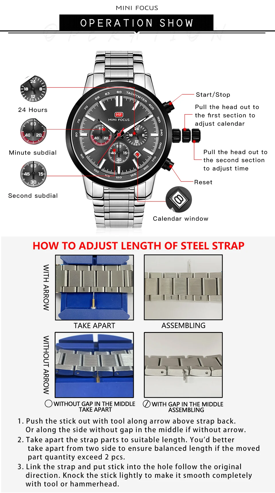 MINI FOCUS MF0133G Men’s Quartz Sports Watch | Stainless Steel, Calendar, Waterproof, Factory Wholesale