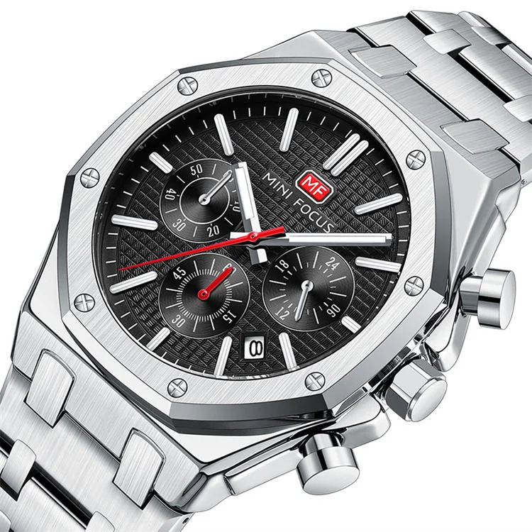 MINI FOCUS 0609 Elegance Men's Quartz Watch Stainless Steel, Luminous Chronometer for Business