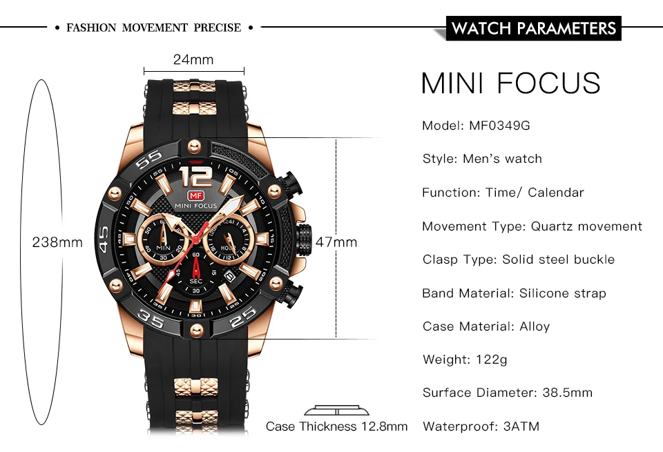 Mini Focus MF0349G Men's Chronograph Watch | Fashion Quartz Timepiece for B2B Wholesale