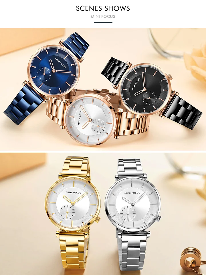Luxury Rose Gold Women’s Business Watch – Waterproof Stainless Steel by MINI FOCUS
