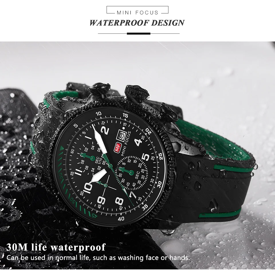 Mini Focus Luxury Silicone Sport Chronograph Men’s Quartz Watch | Waterproof Multifunction Business Wristwatch