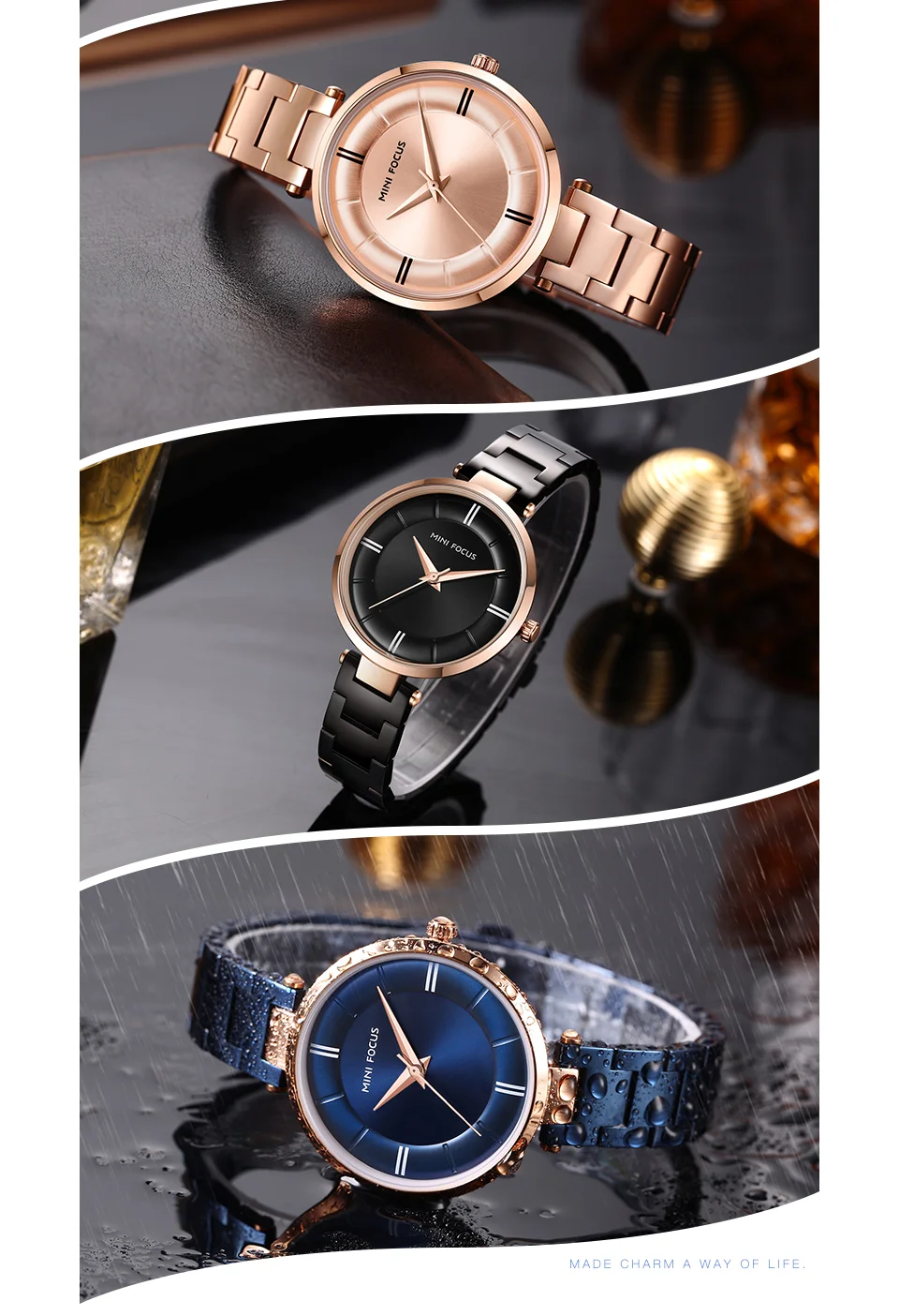 Mini Focus MF0235L Women’s Trendy Quartz Watch | Multi-Color Stainless Steel Strap | Ready to Ship OEM Factory
