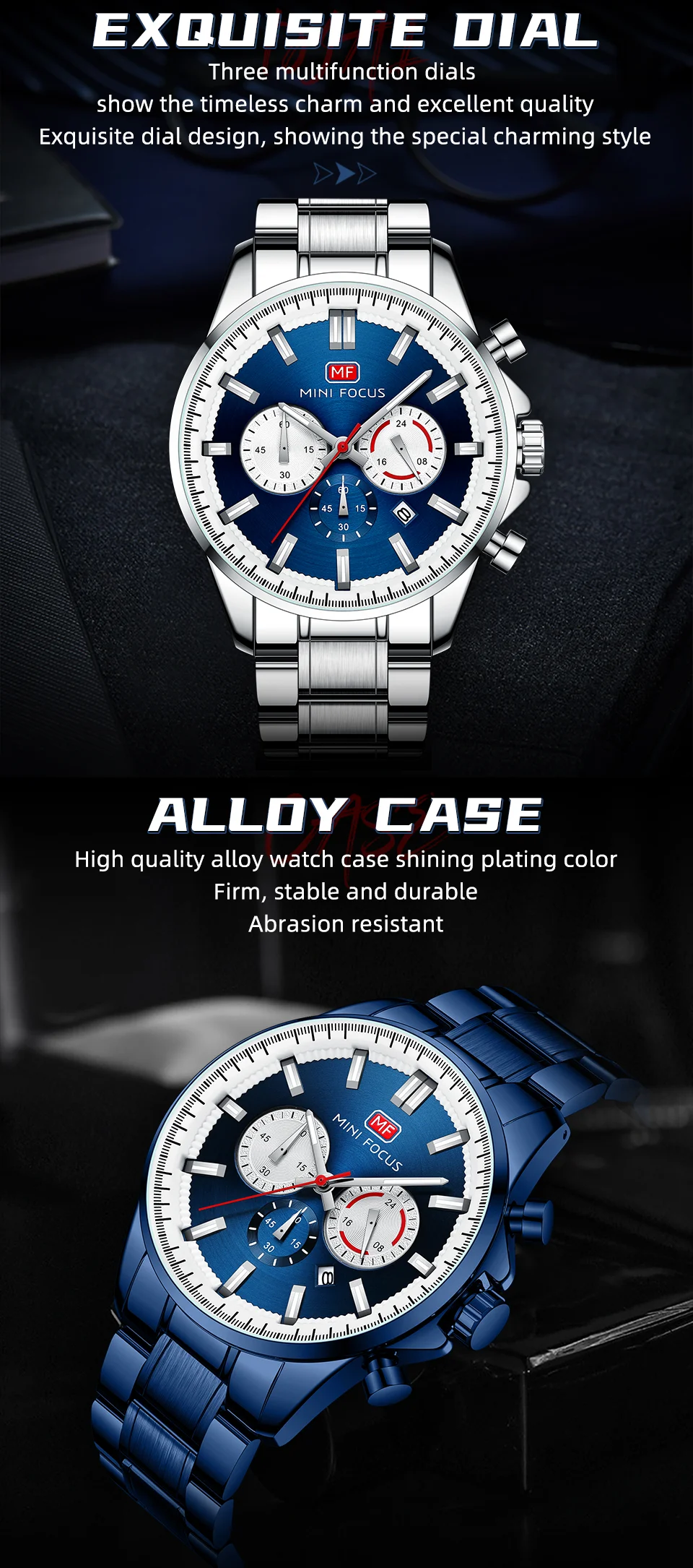 Hot Sale Men’s Fashion Chronograph Quartz Watch with Stainless Steel Band