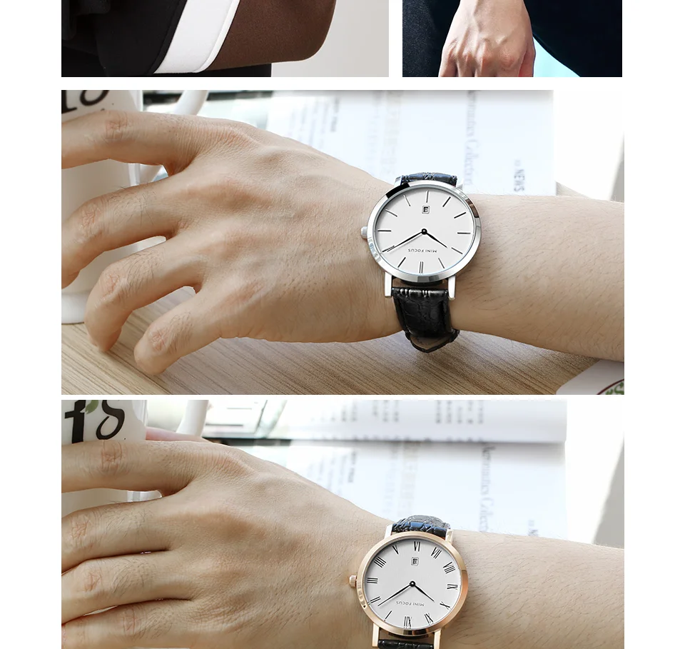 Mini Focus MF0108G Men's Business Quartz Watch | Black Leather | Factory Direct