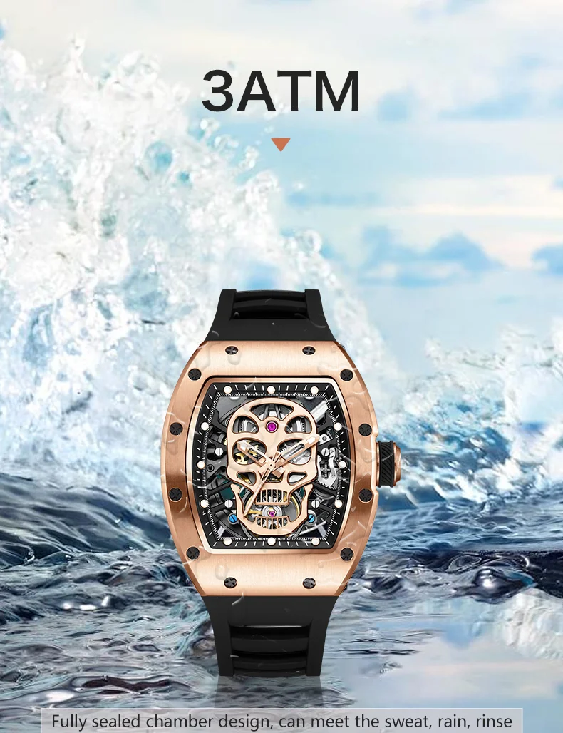 CHANCE 90907 Men’s Carbon Fiber Automatic Watch – Luxury Hollow Dial, Waterproof Mechanical Timepiece