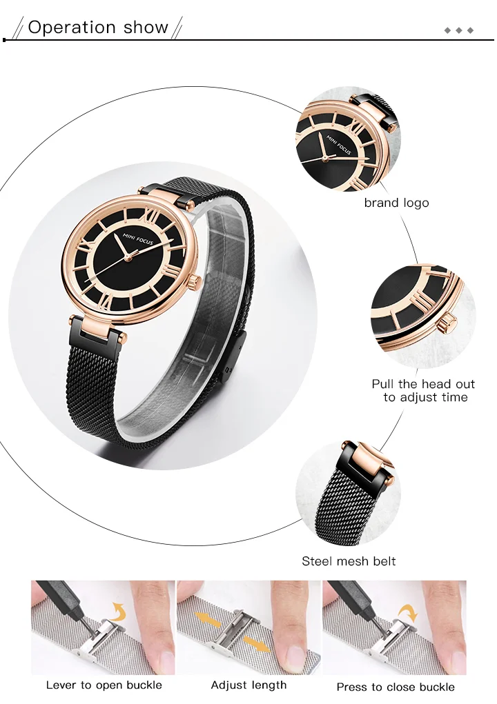Mini Focus MF0234L Ladies’ Luxury Slim Quartz Watch | Stainless Steel Mesh Business Dress Watch