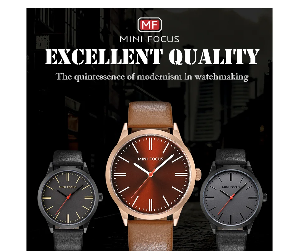 Mini Focus MF0058G Men’s Luxury Quartz Watch | Blue Leather Strap Casual Design | Factory Wholesale
