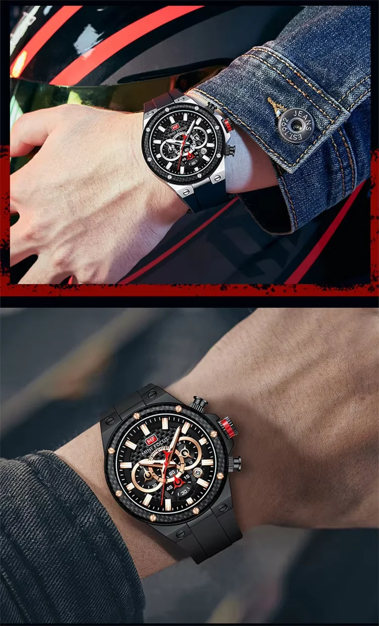 Top Sale Men’s Multifunction Chronograph Quartz Watch with Waterproof Silicone Strap