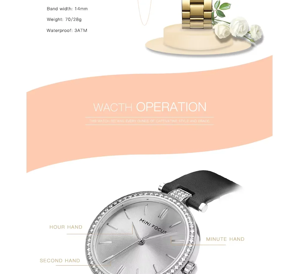 Mini Focus MF0039L Women’s Luxury Stainless Steel Quartz Watch | Waterproof Elegant Silver Wristwatch | Factory Wholesale