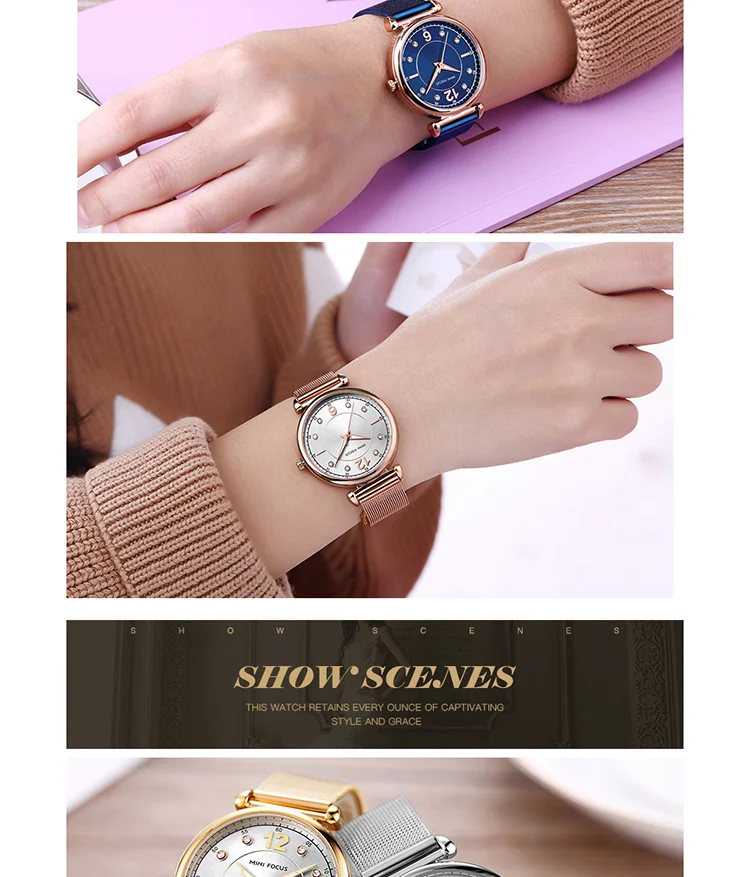 Mini Focus MF0177L Wholesale Luxury Women Watch | Royal Golden Mesh Strap OEM Factory