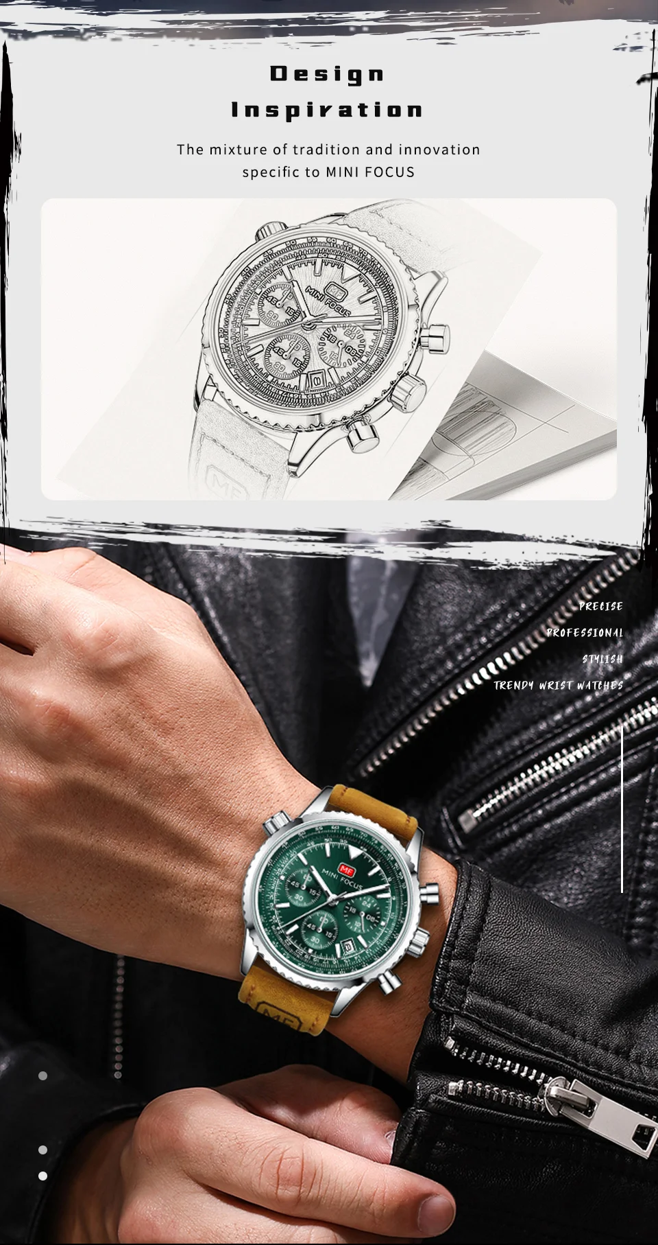 Luxury Men's Fashion Chronograph Watch with Leather Strap – Mini Focus Quartz Series