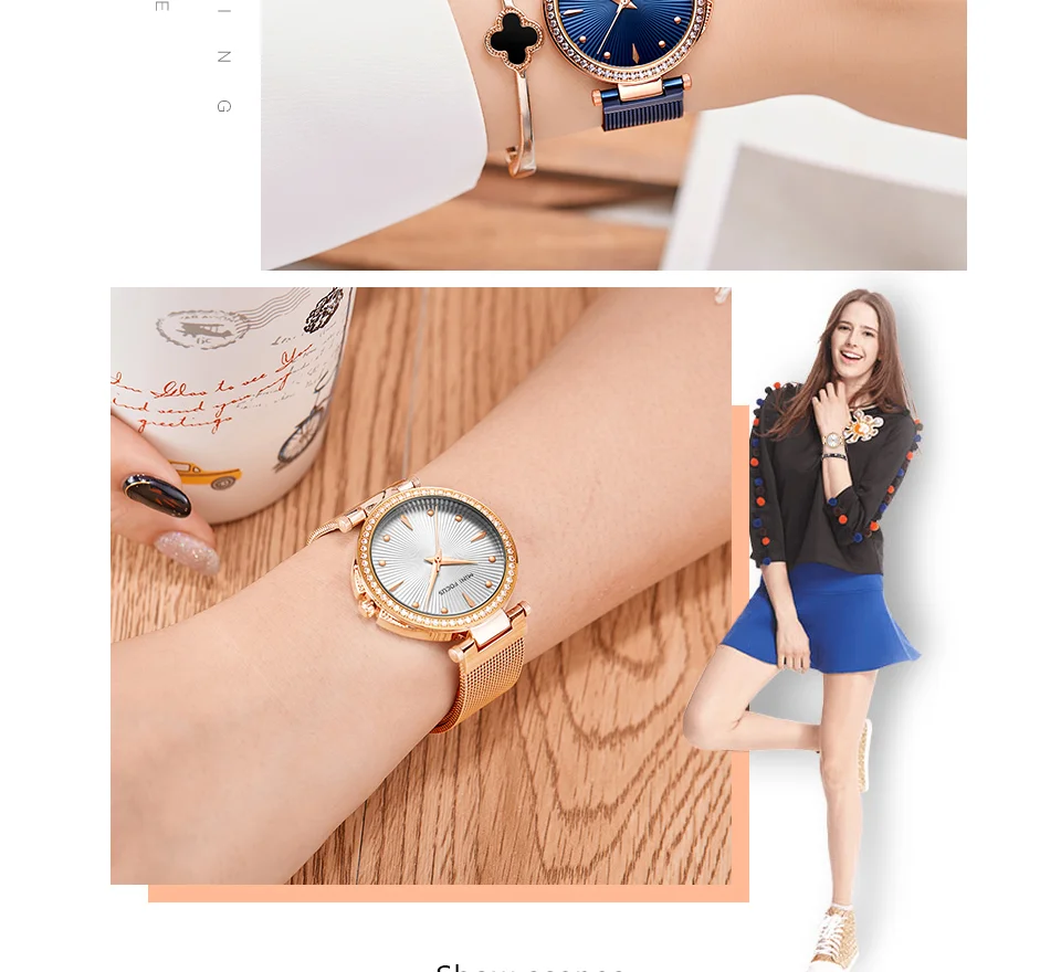 Mini Focus MF0194L Women’s Diamond Quartz Watch | Unique Mesh Band Design | Factory Wholesale