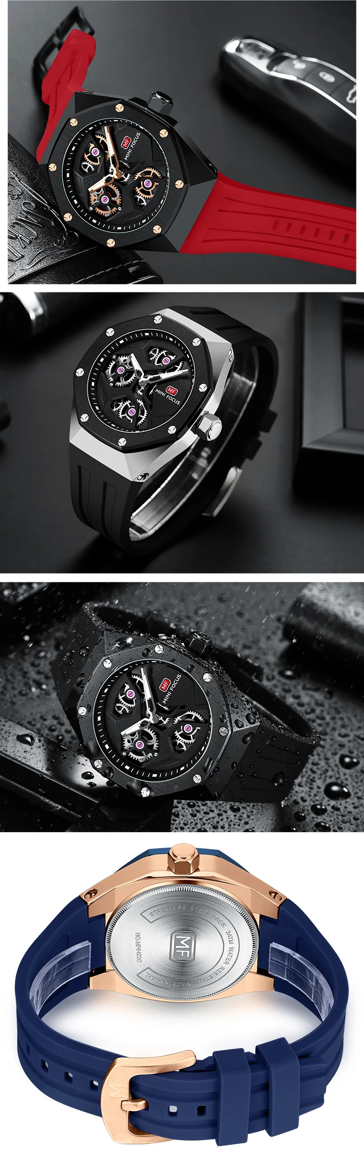 Mini Focus Sporty Quartz Watch for Men Waterproof Silicone Strap OEM Supplier