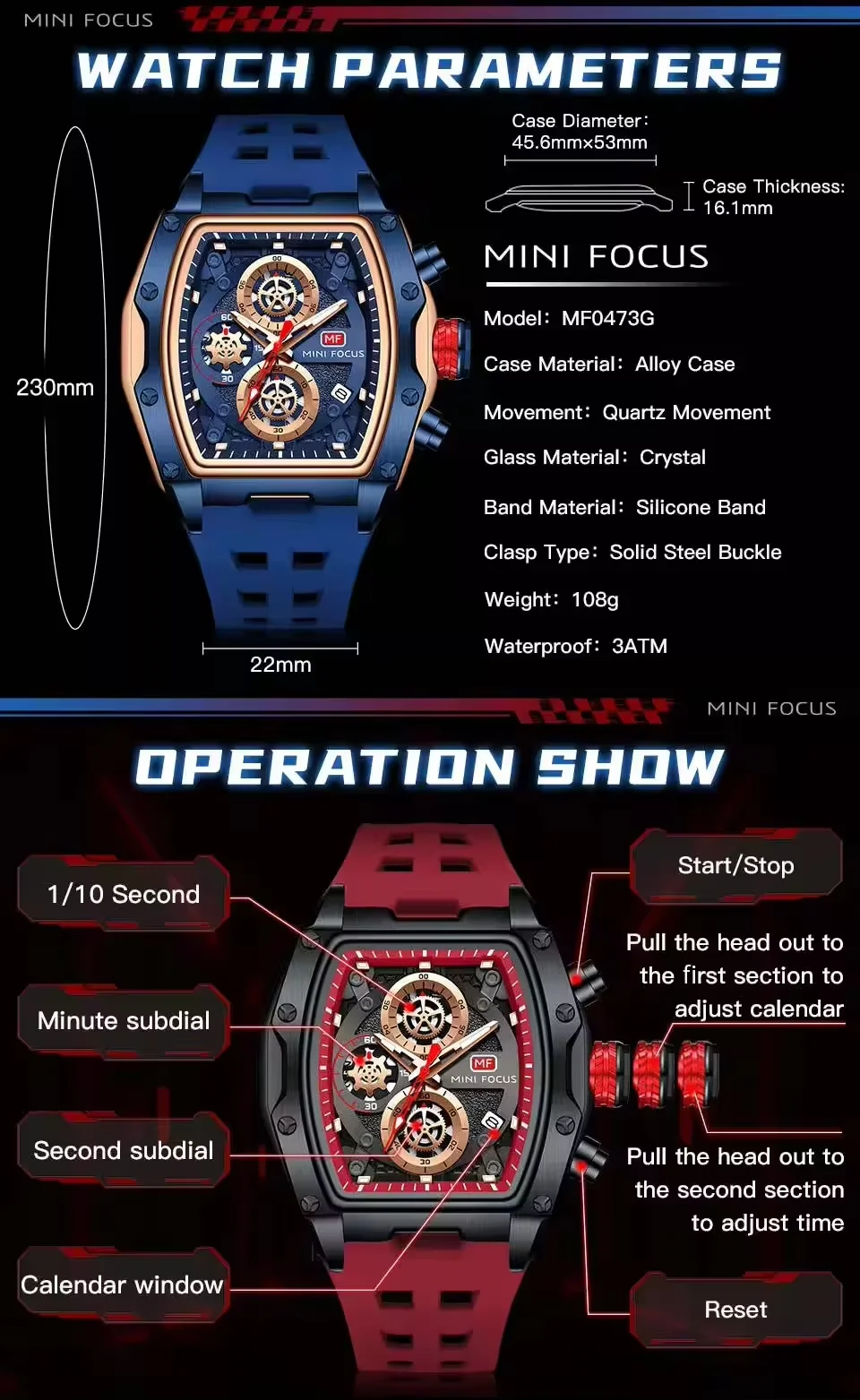 Mini Focus Top Sale Men&rsquo;s Gradient Hollow Calendar Quartz Watch with Waterproof Night Light for Wholesale
