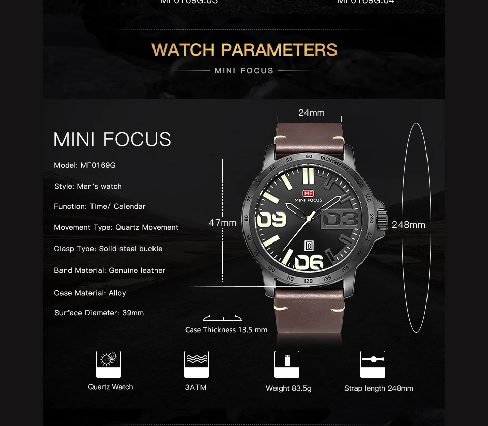 Mini Focus MF0169G Men’s Quartz Watch | Stylish Leather Band, Casual Design, Factory Direct Wholesale & Custom OEM