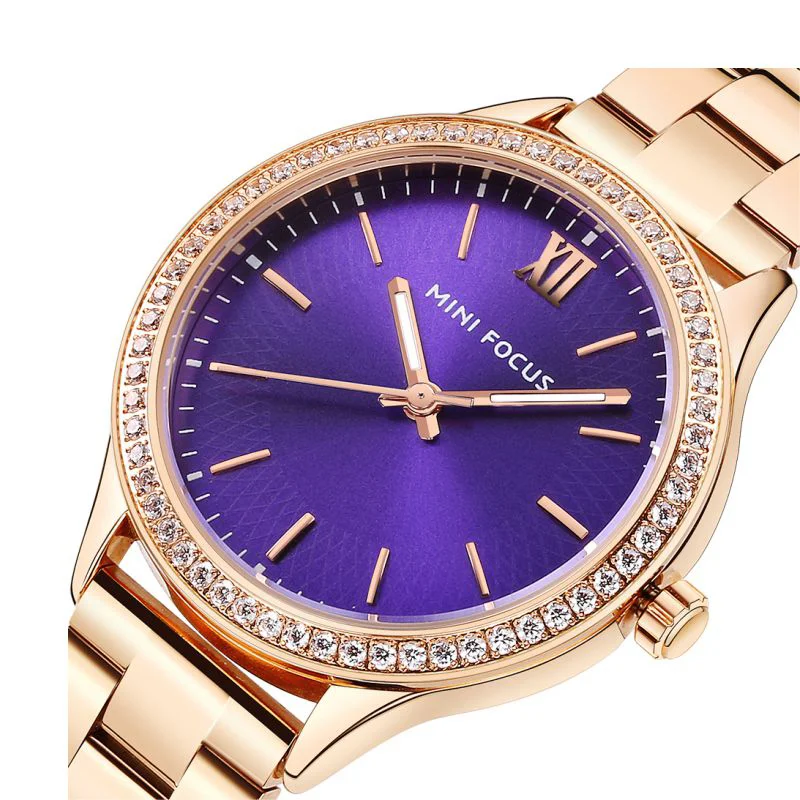 Mini Focus Women's Luxury Quartz Watch Purple Dial
