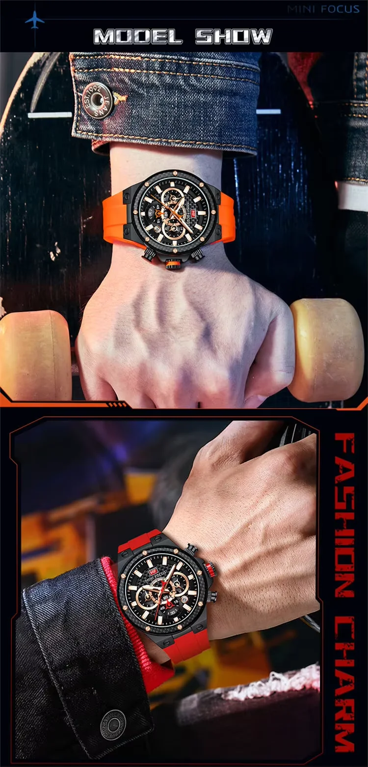 Top Sale Men’s Multifunction Chronograph Quartz Watch with Waterproof Silicone Strap