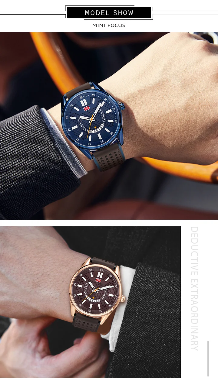 Mini Focus MF0152G Men’s Sport Quartz Watch | Waterproof Calendar Leather Strap Luminous Hands