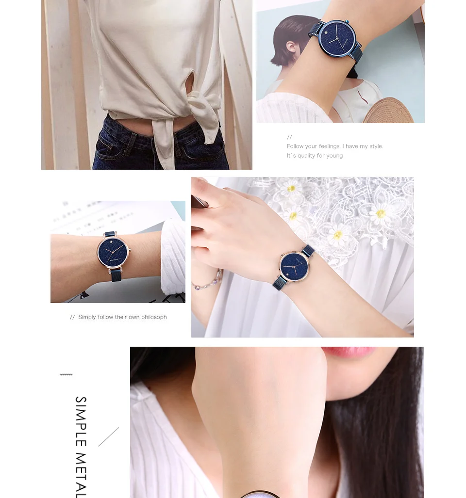 MINI FOCUS Women’s Luxury Quartz Watch | Rose Blue Mesh Strap Waterproof Wristwatch | 2025 New Fashion Casual Watch