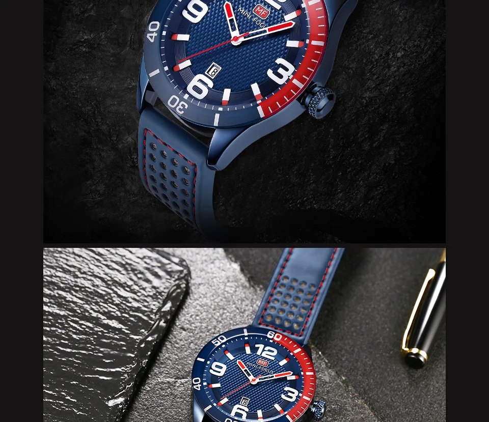 MINI FOCUS MF0155G Men’s Sport Quartz Watch | Waterproof Calendar Watch with Leather Strap – OEM Factory Supply