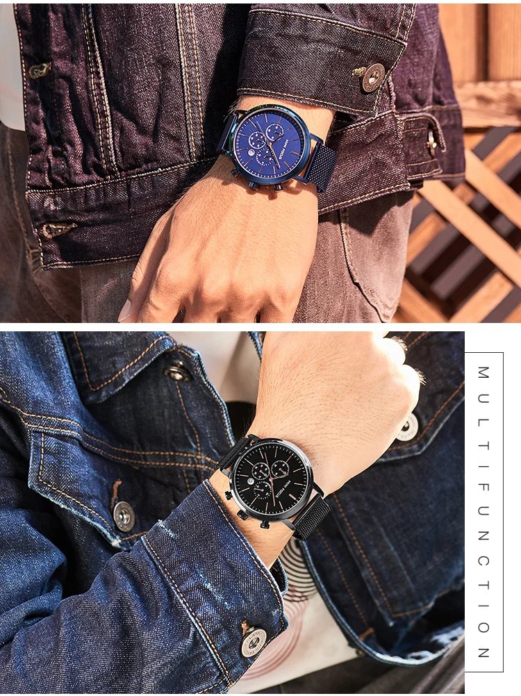 Stylish Men’s Quartz Watch with Silver Mesh Band – Factory Wholesale for Global Watch Distributors