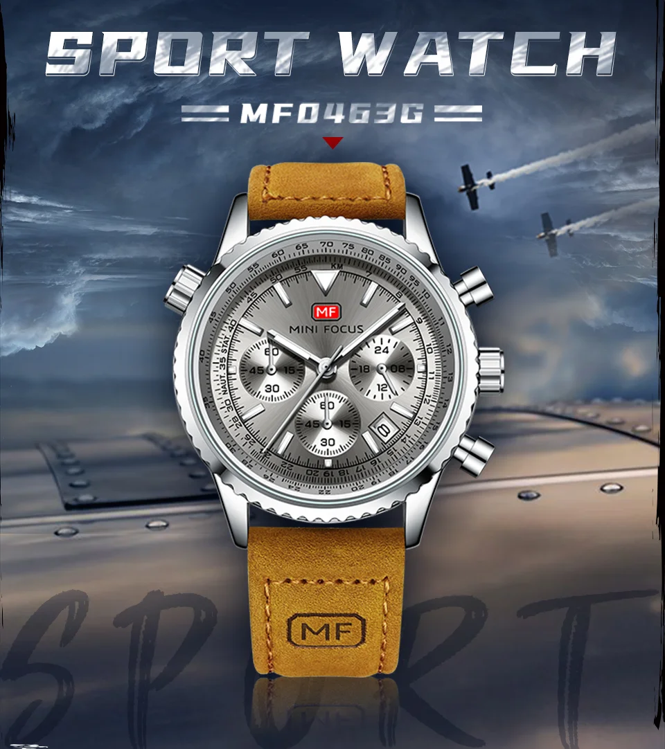 Luxury Men's Fashion Chronograph Watch with Leather Strap – Mini Focus Quartz Series