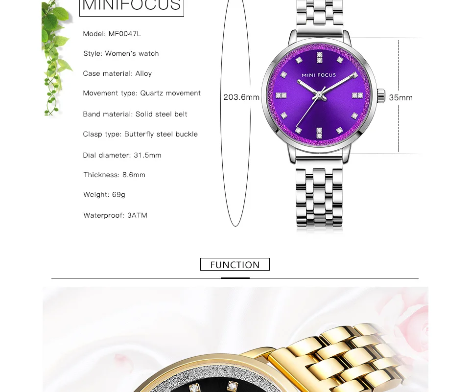 Mini Focus MF0047L Women's Quartz Watch | Golden Stainless Steel Strap | Elegant Ladies Factory Direct Watches