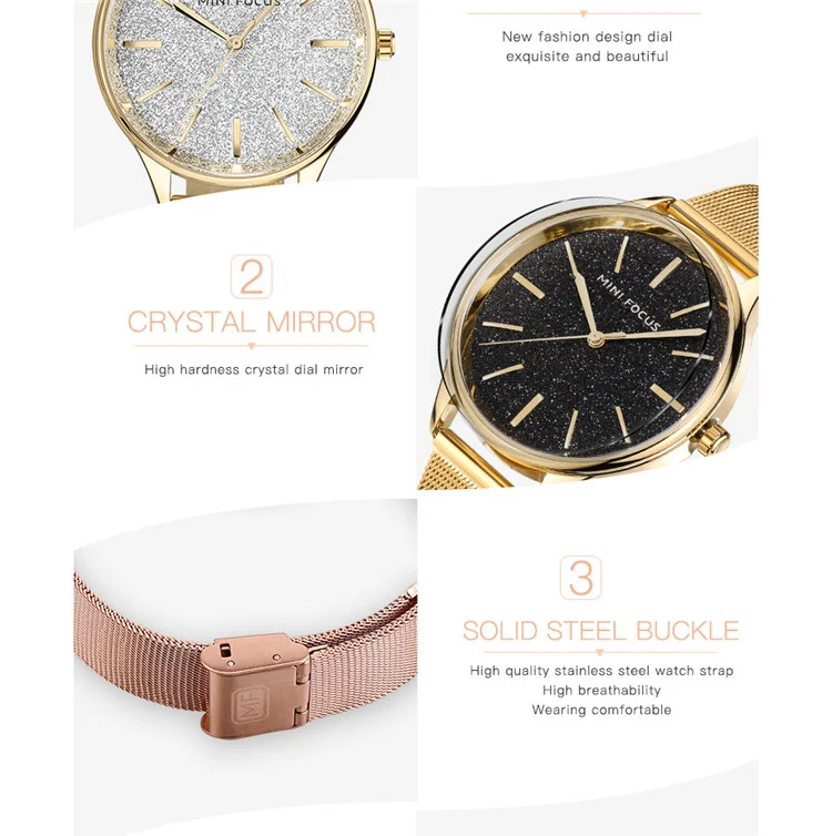Mini Focus MF0044 Women's Dress Quartz Watch | Stainless Steel Band | Elegant Fashion Wristwatch Factory Wholesale